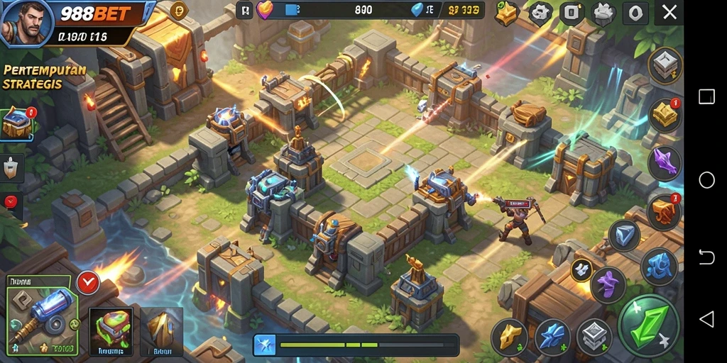 Screenshot menunjukkan seru dan strategisnya gameplay Tower Defense.