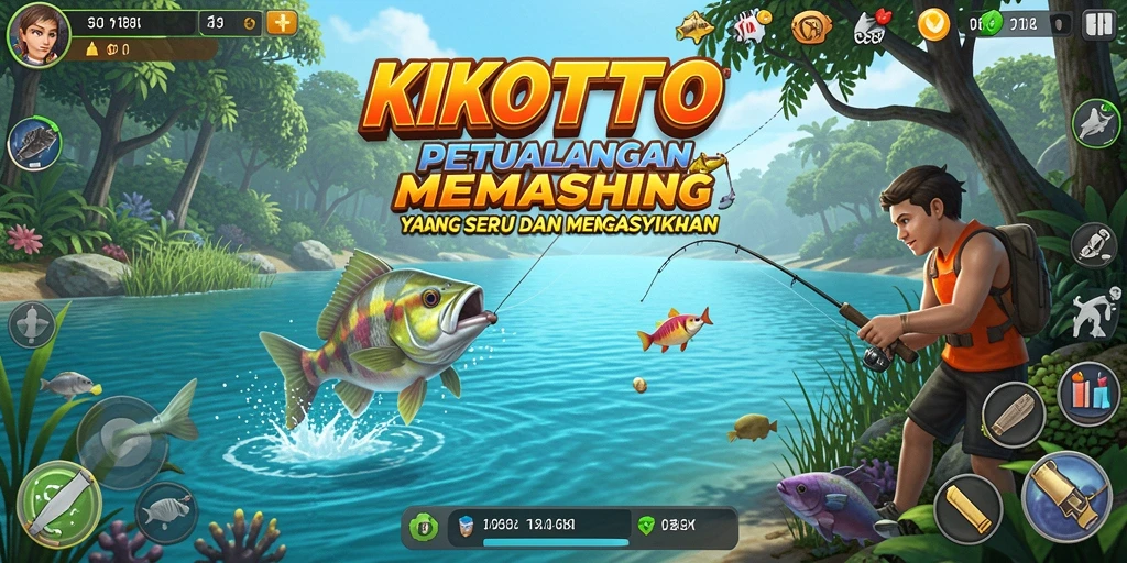 Screenshot KIKOTOTO menunjukkan momen seru dalam menangkap ikan.